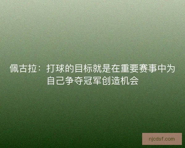 佩古拉：打球的目标就是在重要赛事中为自己争夺冠军创造机会