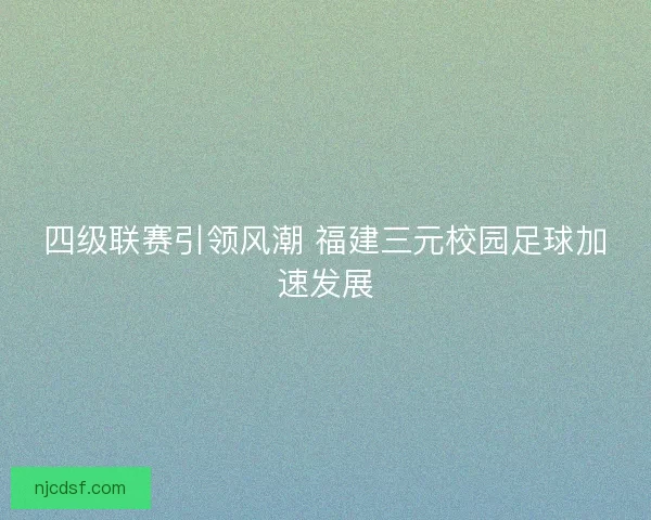 四级联赛引领风潮 福建三元校园足球加速发展
