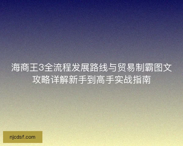 海商王3全流程发展路线与贸易制霸图文攻略详解新手到高手实战指南 海商王3全流程发展路线与贸易制霸图文攻略详解新手到高手实战指南